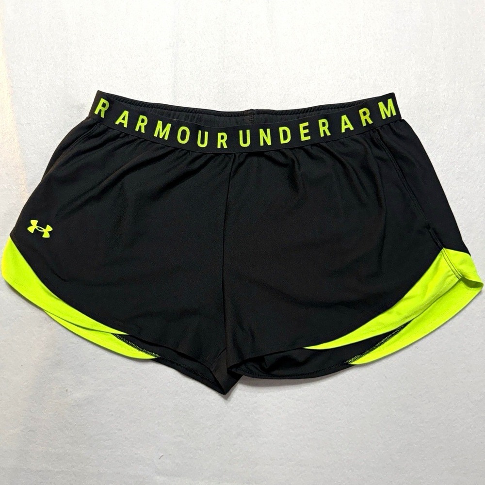 Under Armour Play Up Women's  Shorts XXL Loose Black/Hi-Vis Yellow 3"
